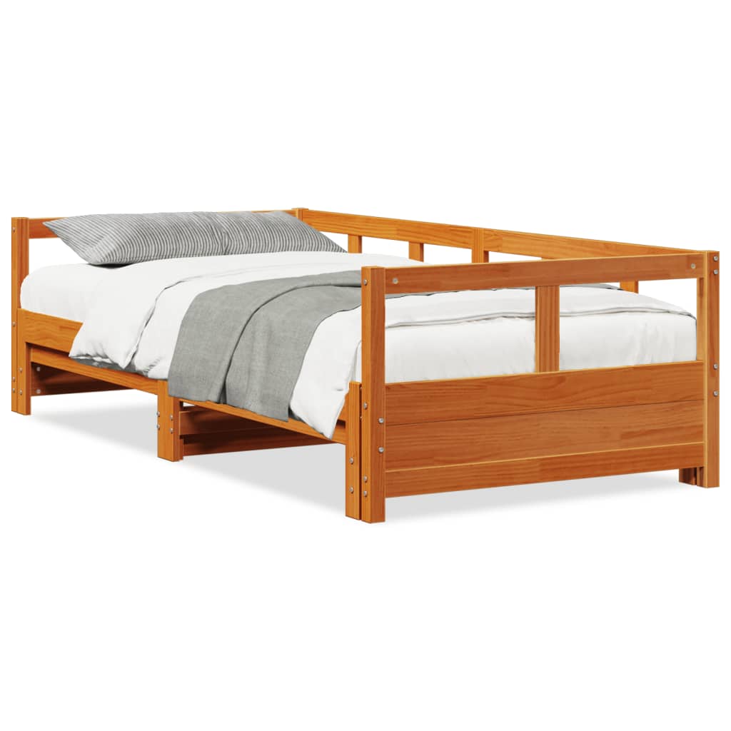 daybed uden madras 90x190 cm massivt fyrretræ gyldenbrun