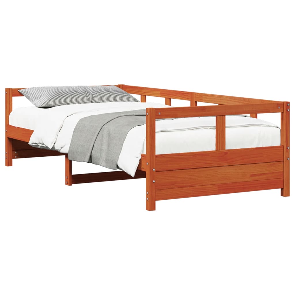 daybed uden madras 90x200 cm massivt fyrretræ gyldenbrun