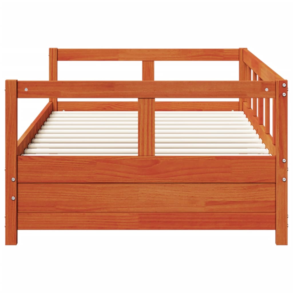 daybed uden madras 90x200 cm massivt fyrretræ gyldenbrun