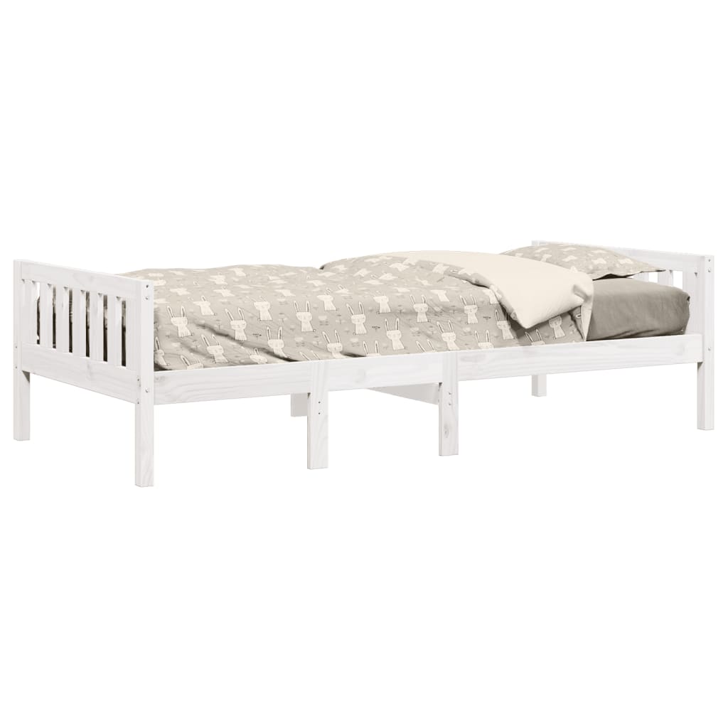 juniorseng uden madras 90x190 cm massivt fyrretræ hvid