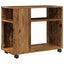sidebord med hjul 70x35x60 cm konstrueret træ gammelt trælook