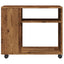 sidebord med hjul 70x35x60 cm konstrueret træ gammelt trælook