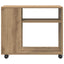 sidebord med hjul 70x35x60 cm konstrueret træ egetræsfarve