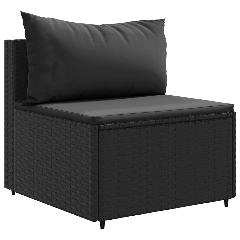 loungesæt til haven 4 dele med hynder polyrattan sort
