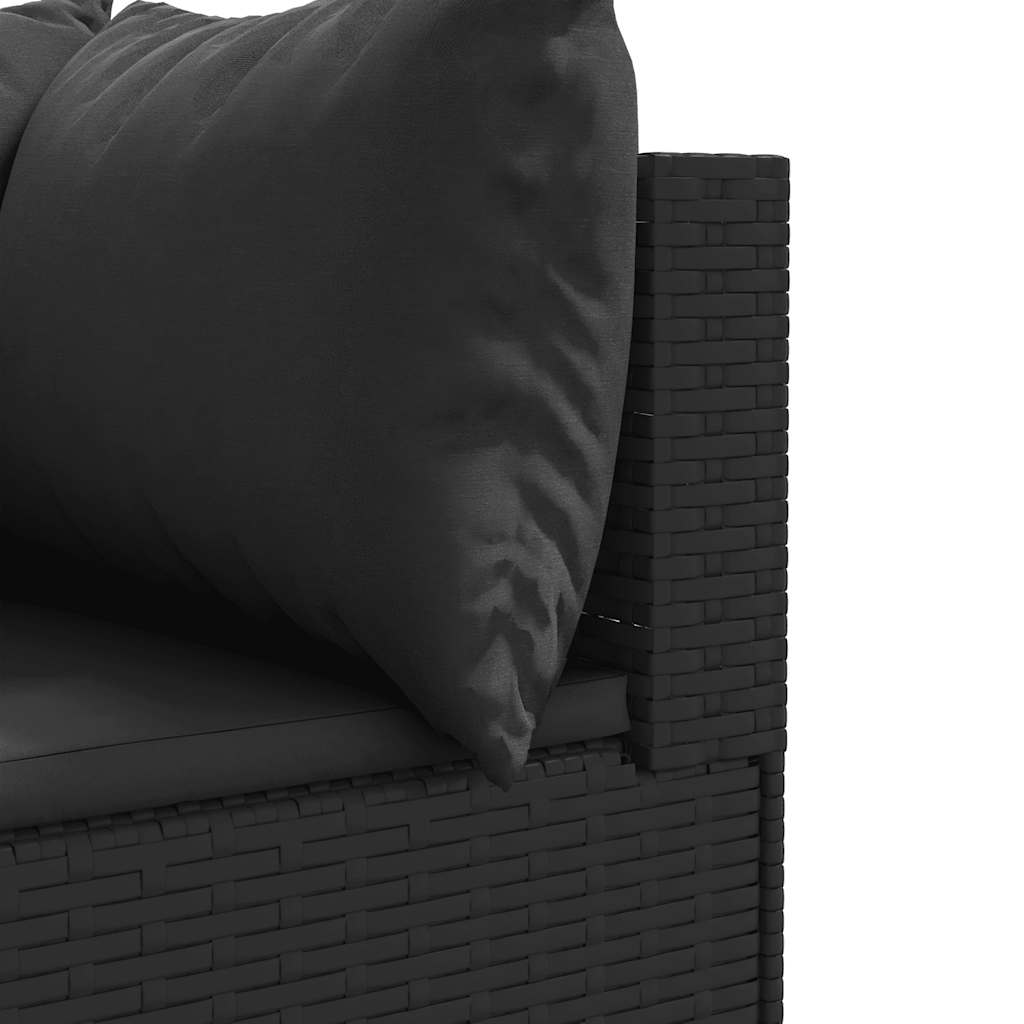 loungesæt til haven 4 dele med hynder polyrattan sort