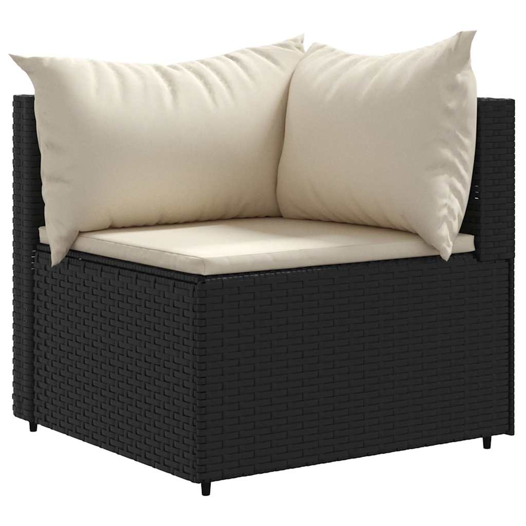 loungesæt til haven 6 dele med hynder polyrattan sort