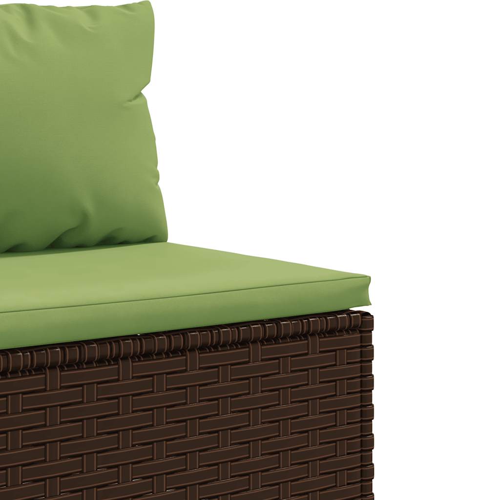 loungesæt til haven 6 dele med hynder polyrattan brun