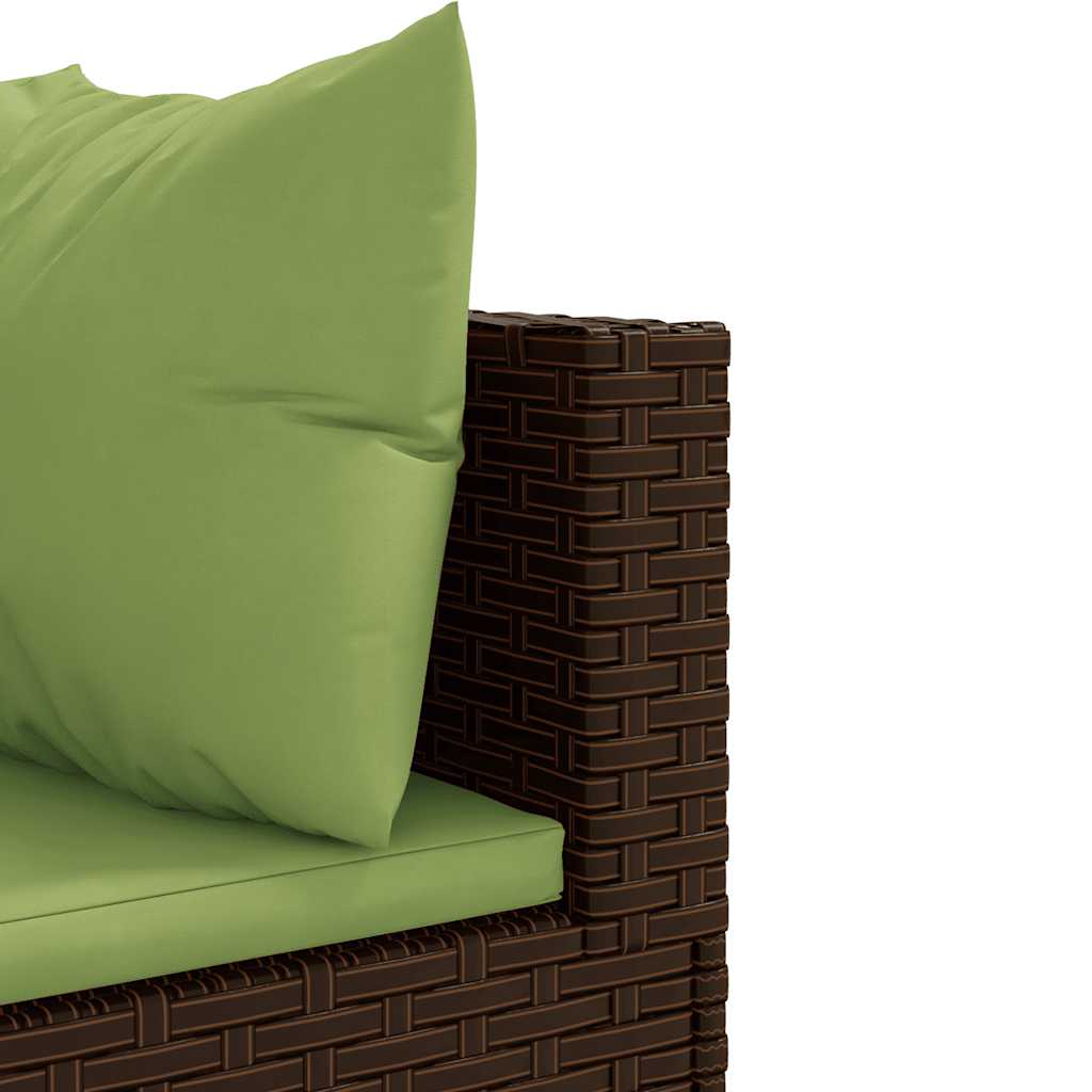 loungesæt til haven 6 dele med hynder polyrattan brun