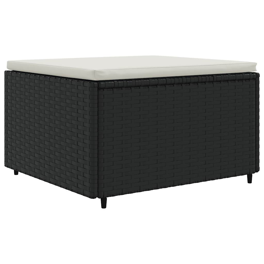 loungesæt til haven 7 dele med hynder polyrattan sort