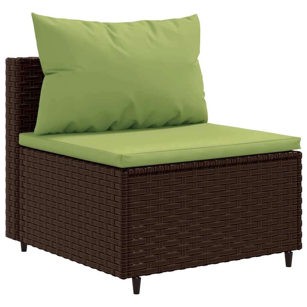 loungesæt til haven 7 dele med hynder polyrattan brun