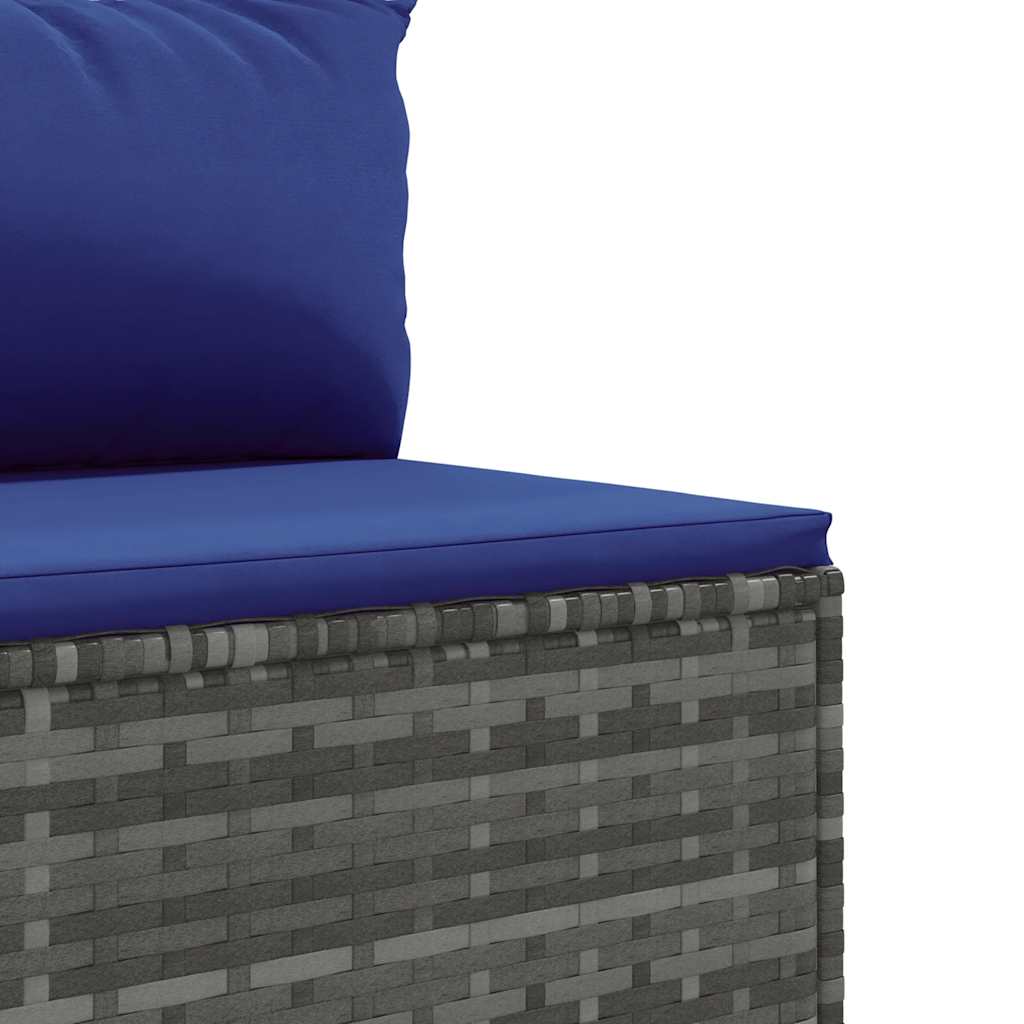 loungesæt til haven 7 dele med hynder polyrattan grå
