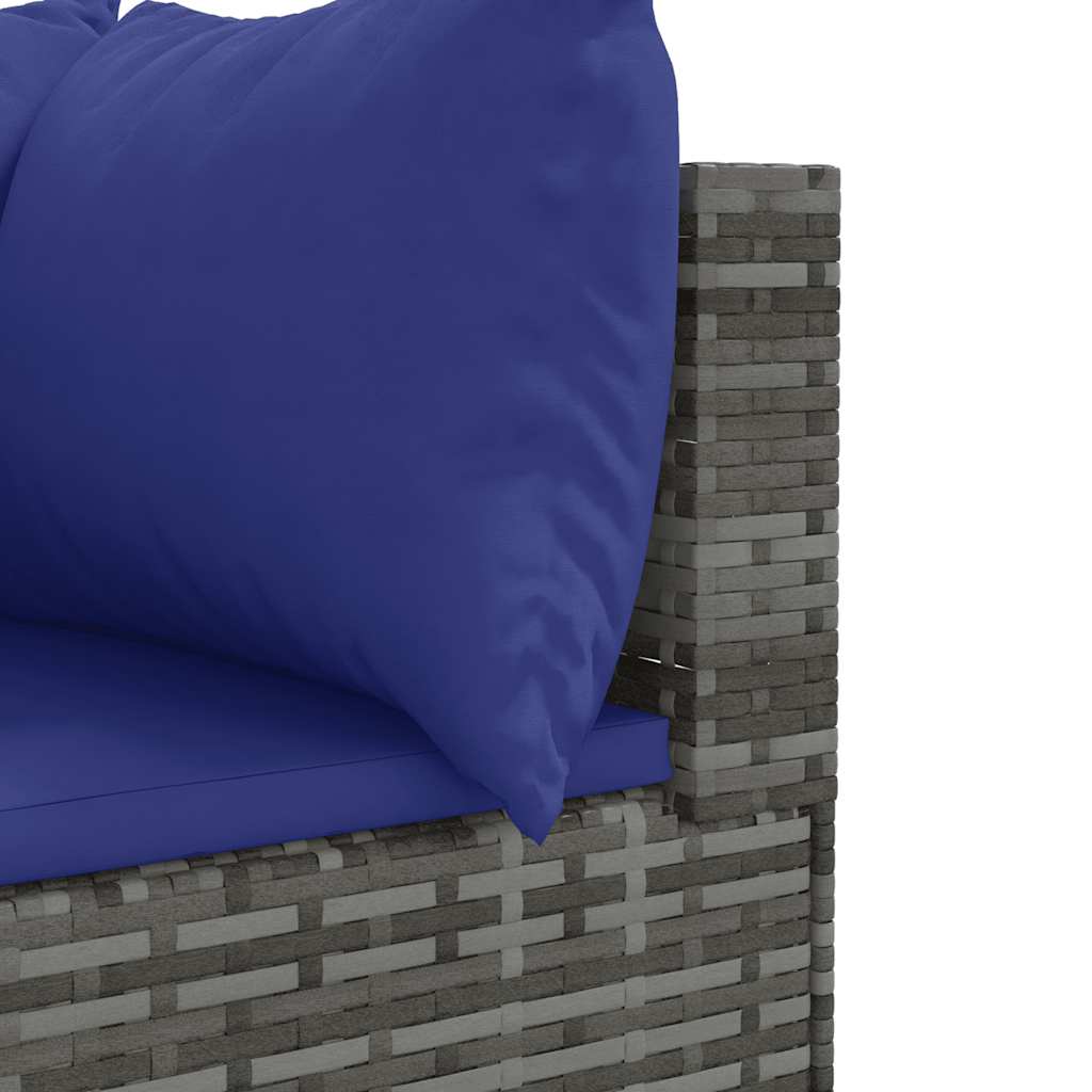 loungesæt til haven 7 dele med hynder polyrattan grå