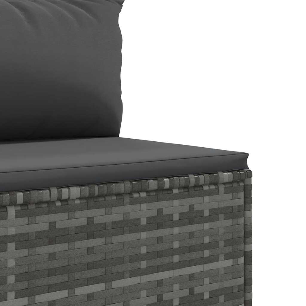 loungesæt til haven 6 dele med hynder polyrattan grå