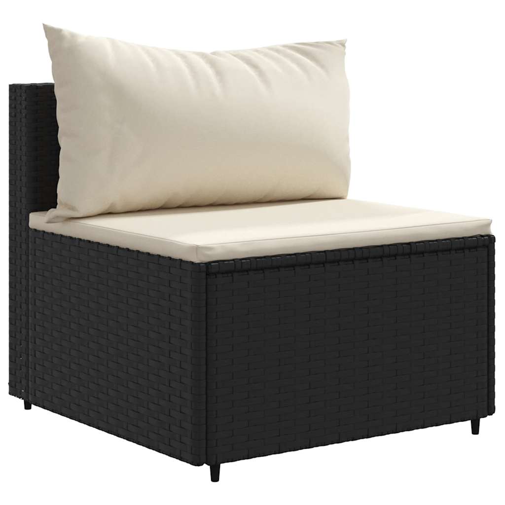 loungesæt til haven 6 dele med hynder polyrattan sort