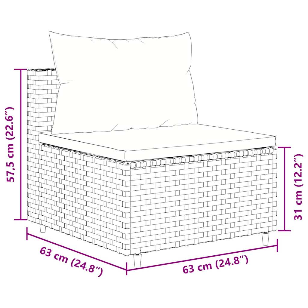 loungesæt til haven 6 dele med hynder polyrattan brun