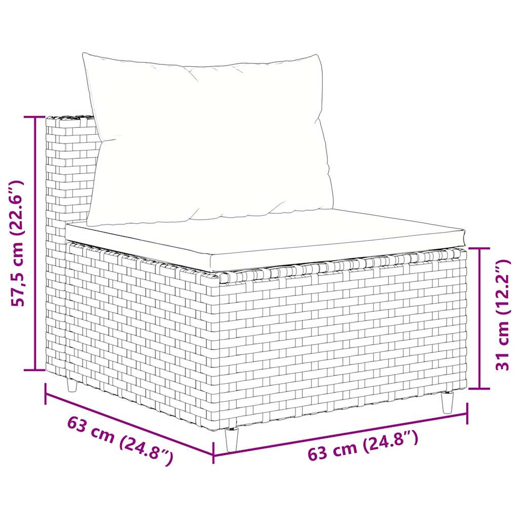 loungesæt til haven 6 dele med hynder polyrattan grå