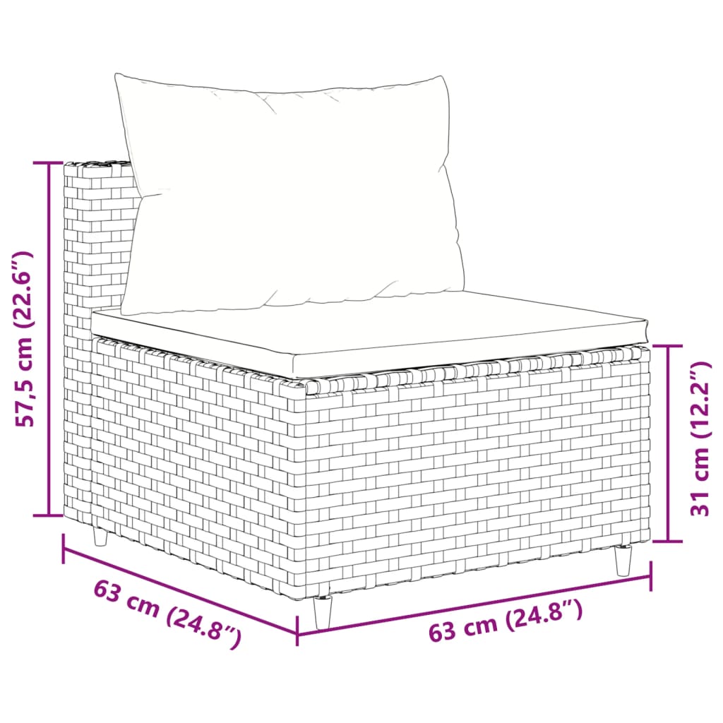 sofasæt til haven 9 dele med hynder polyrattan brun