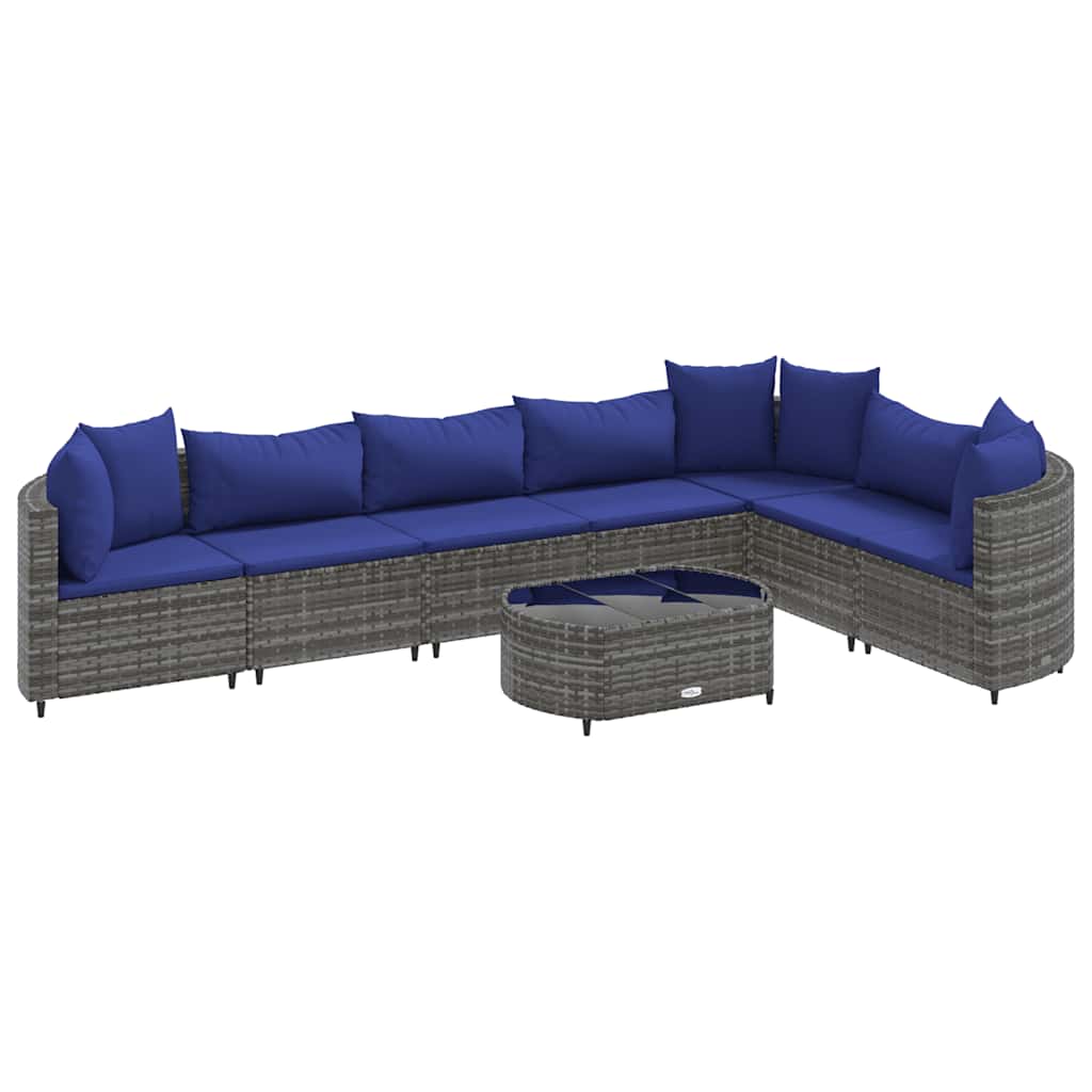 sofasæt til haven 8 dele med hynder polyrattan grå