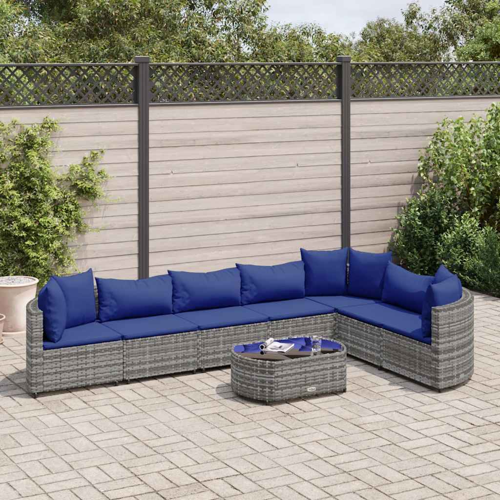 sofasæt til haven 8 dele med hynder polyrattan grå