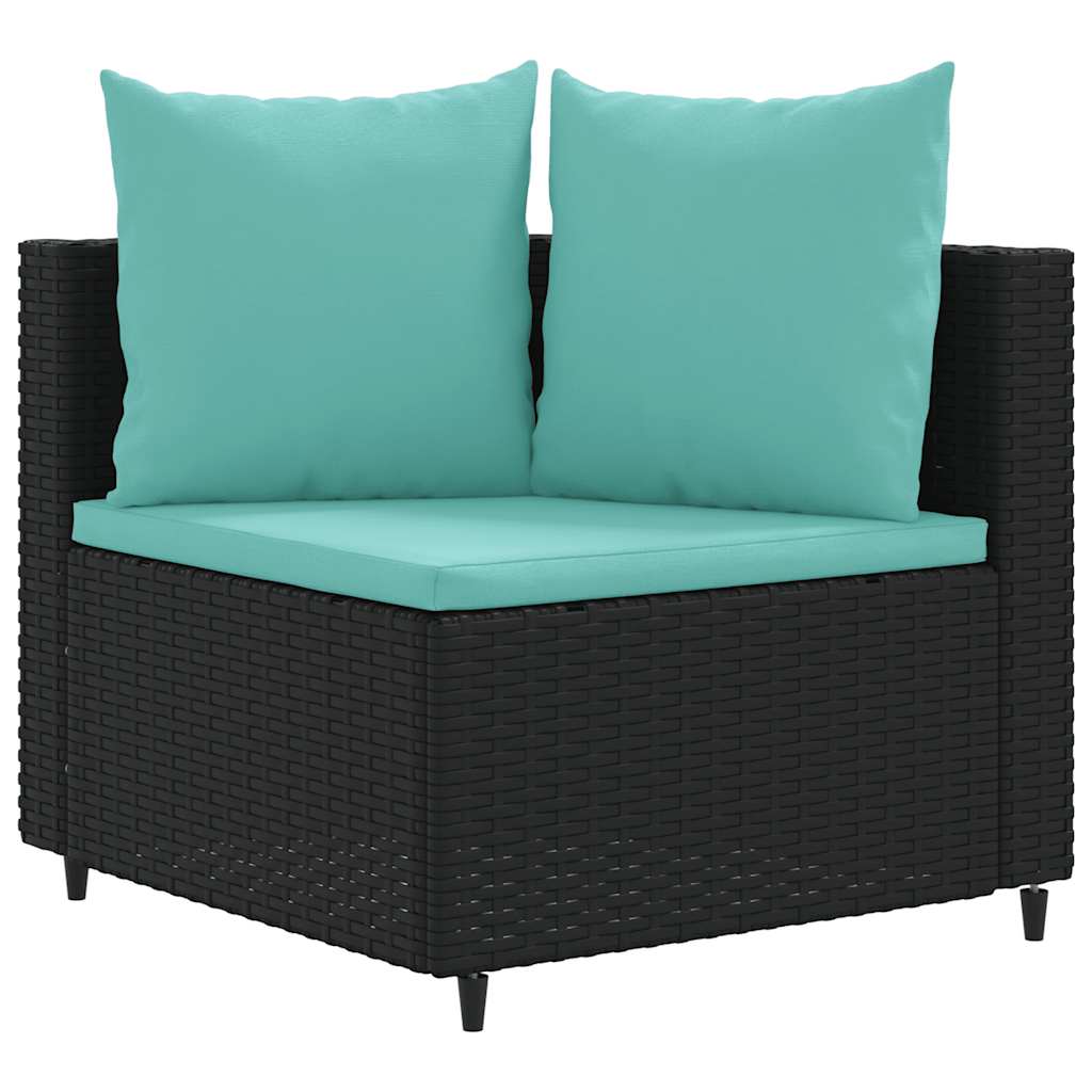 sofasæt til haven 6 dele med hynder polyrattan sort