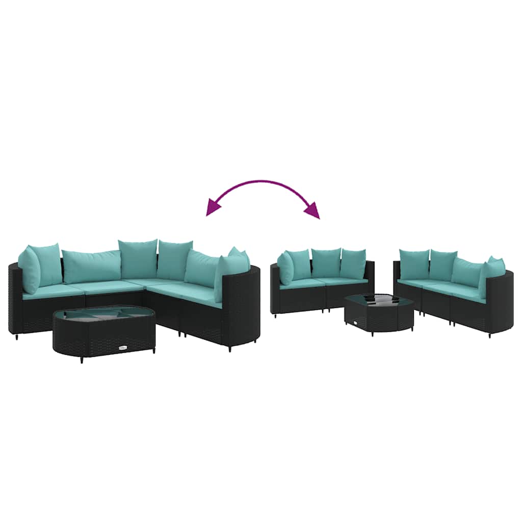 sofasæt til haven 6 dele med hynder polyrattan sort