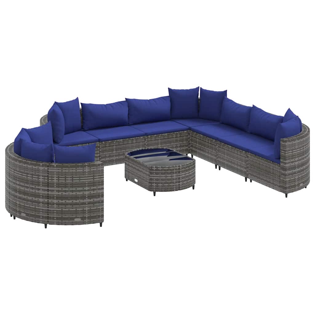 sofasæt til haven 10 dele med hynder polyrattan grå