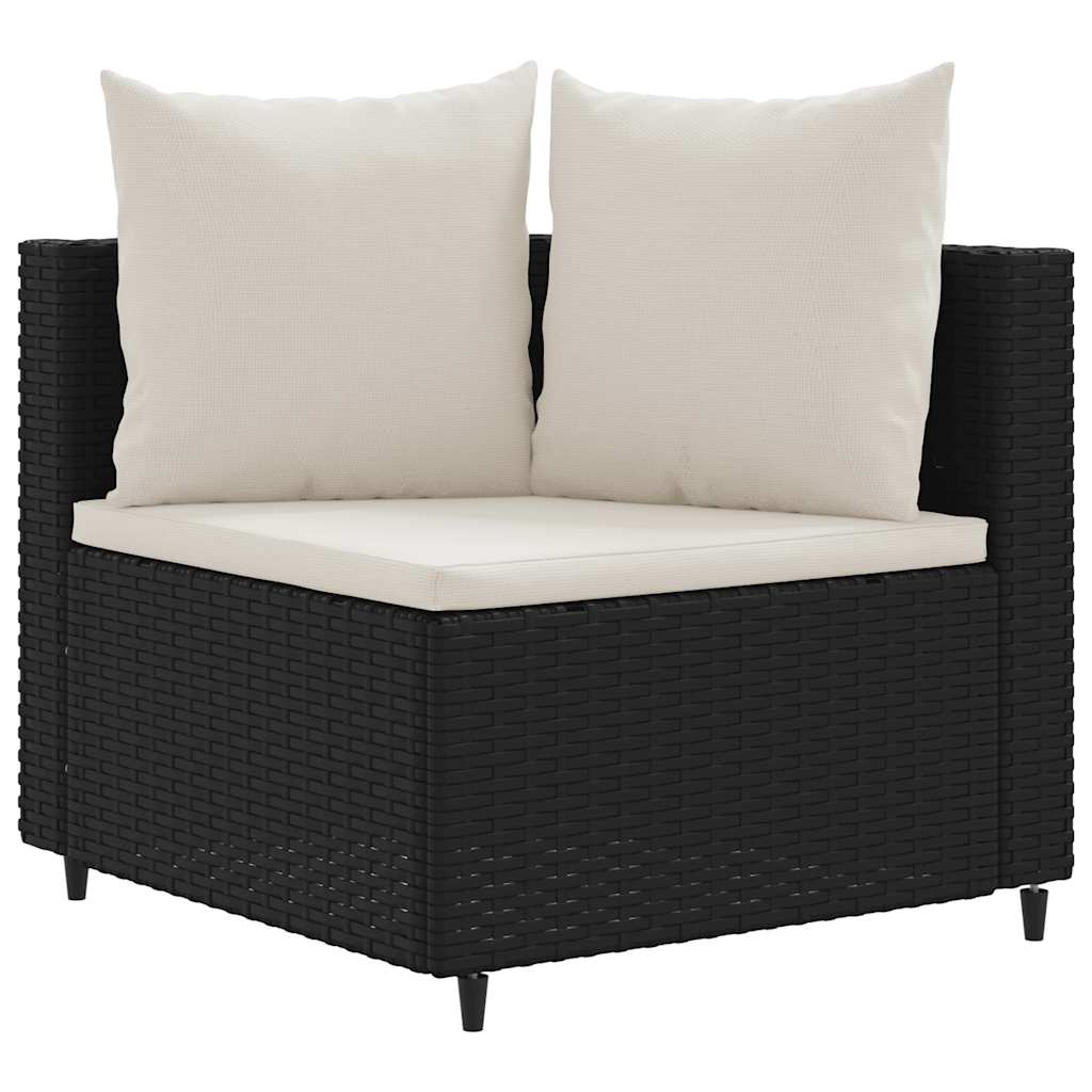 sofasæt til haven 6 dele med hynder polyrattan sort