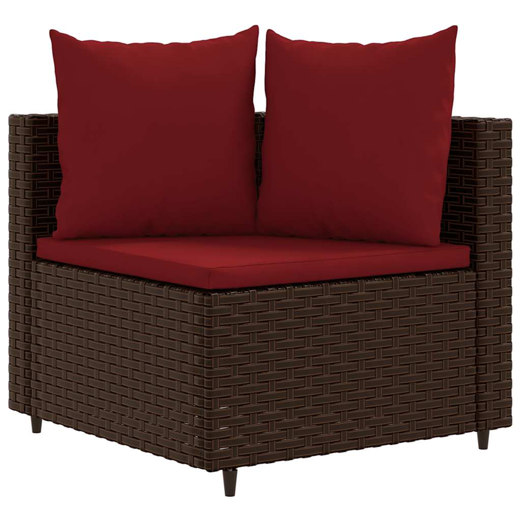 sofasæt til haven 6 dele med hynder polyrattan brun