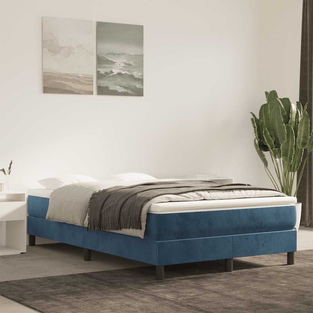 springmadras med pocketfjedre medium 120x220x20 cm fløjl mørkeblå
