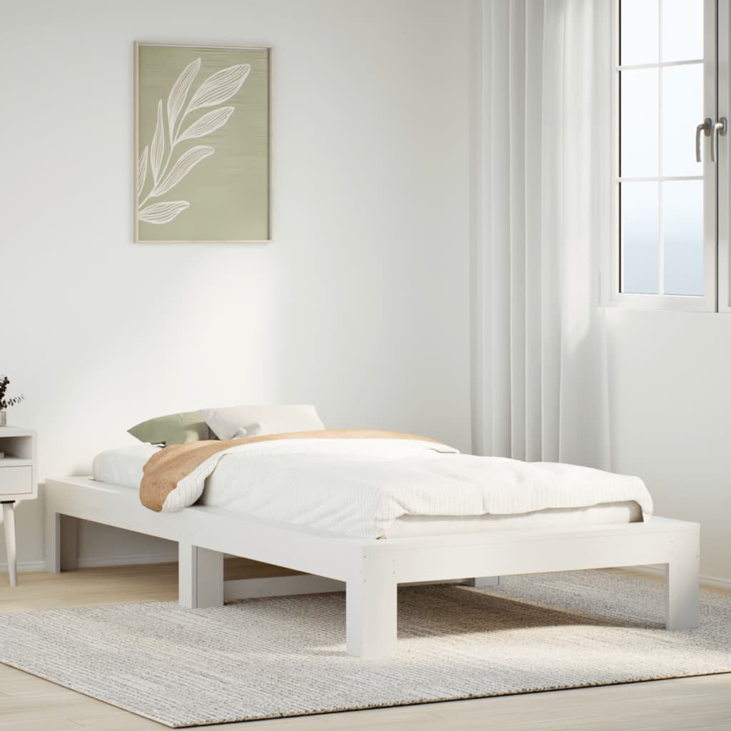 sengeramme uden madras 100x200 cm massivt fyrretræ hvid