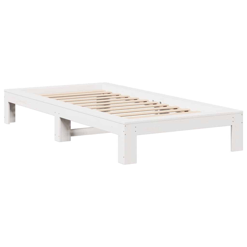 sengeramme uden madras 90x190 cm massivt fyrretræ hvid