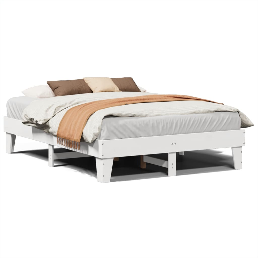 sengeramme uden madras 150x200 cm massivt fyrretræ hvid