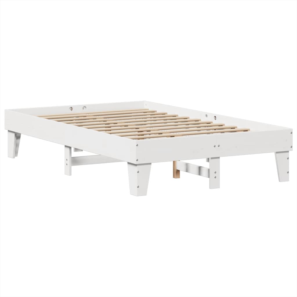 sengeramme uden madras 120x200 cm massivt fyrretræ hvid