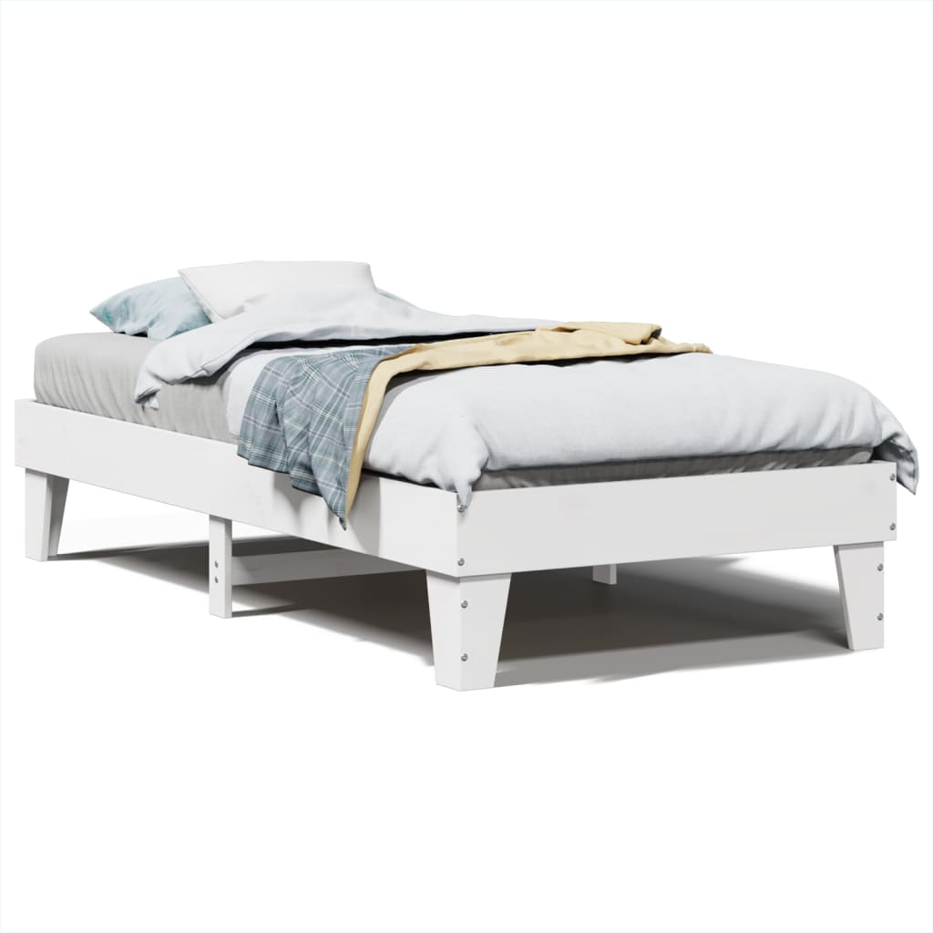 sengeramme uden madras 100x200 cm massivt fyrretræ hvid