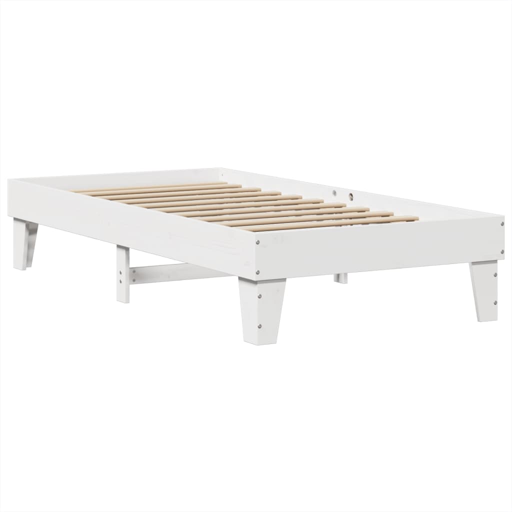 sengeramme uden madras 100x200 cm massivt fyrretræ hvid