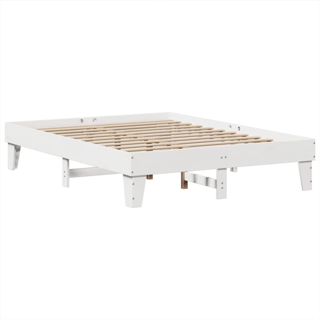 sengeramme uden madras 140x190 cm massivt fyrretræ hvid