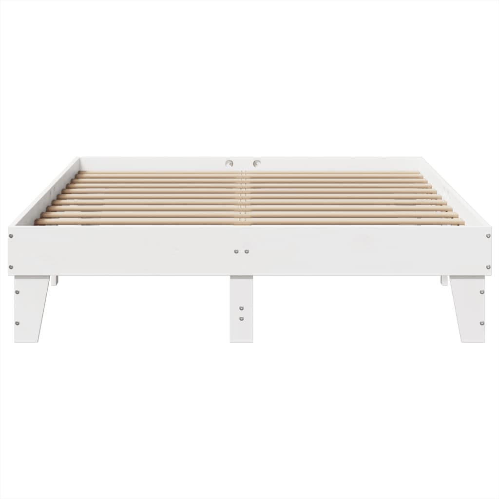 sengeramme uden madras 140x190 cm massivt fyrretræ hvid