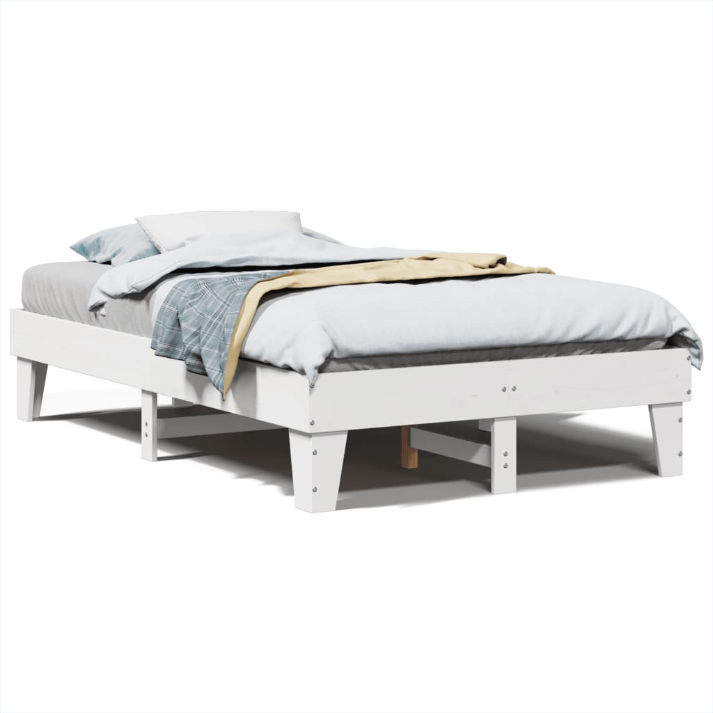 sengeramme uden madras 135x190 cm massivt fyrretræ hvid