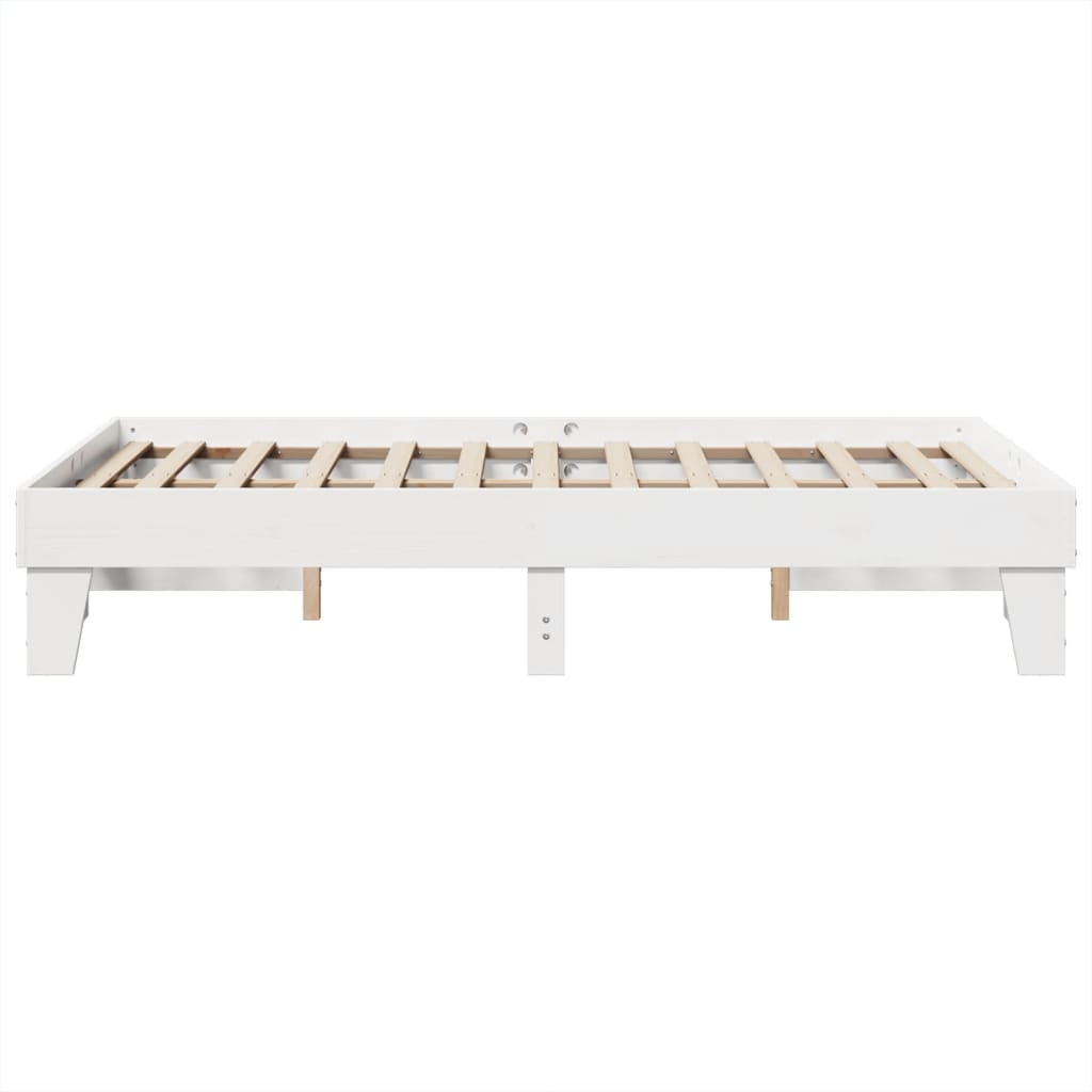 sengeramme uden madras 135x190 cm massivt fyrretræ hvid