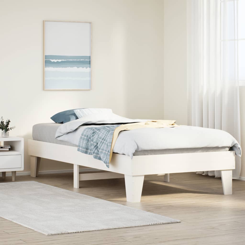 sengeramme uden madras 90x190 cm massivt fyrretræ hvid