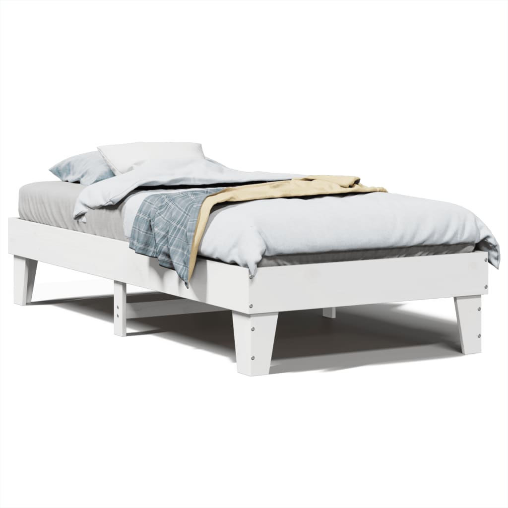 sengeramme uden madras 75x190 cm massivt fyrretræ hvid