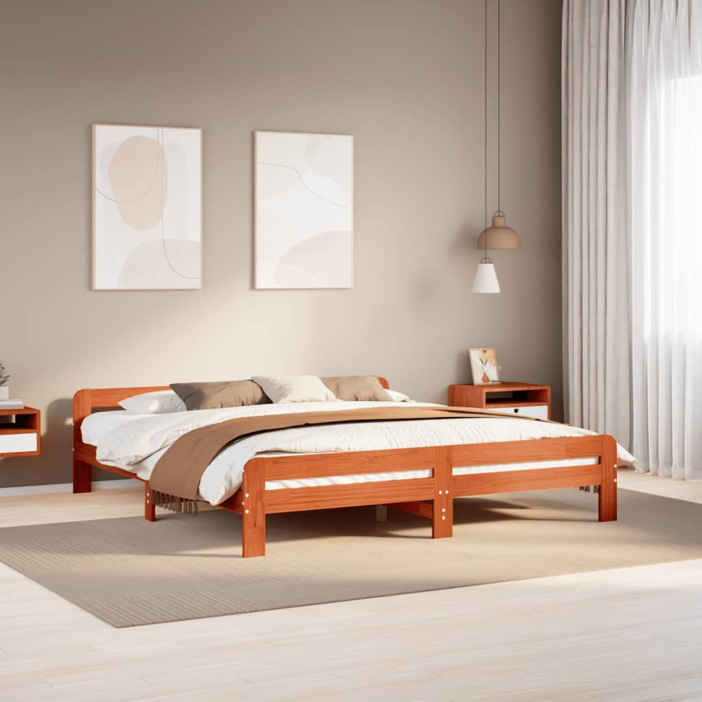 sengeramme uden madras 180x200 cm massivt fyrretræ gyldenbrun