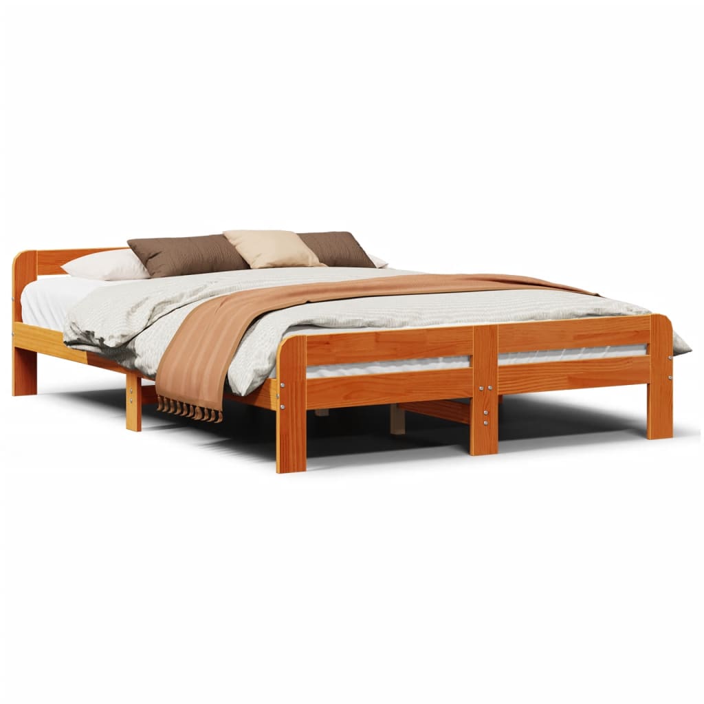 sengeramme uden madras 140x200 cm massivt fyr gyldenbrun