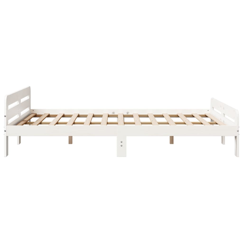 sengeramme uden madras 140x190 cm massivt fyrretræ hvid