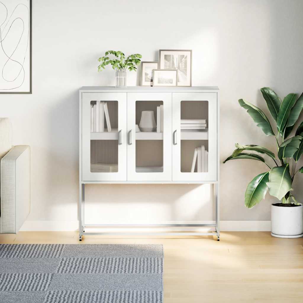 skænk 100,5x39x107 cm koldvalset stål hvid