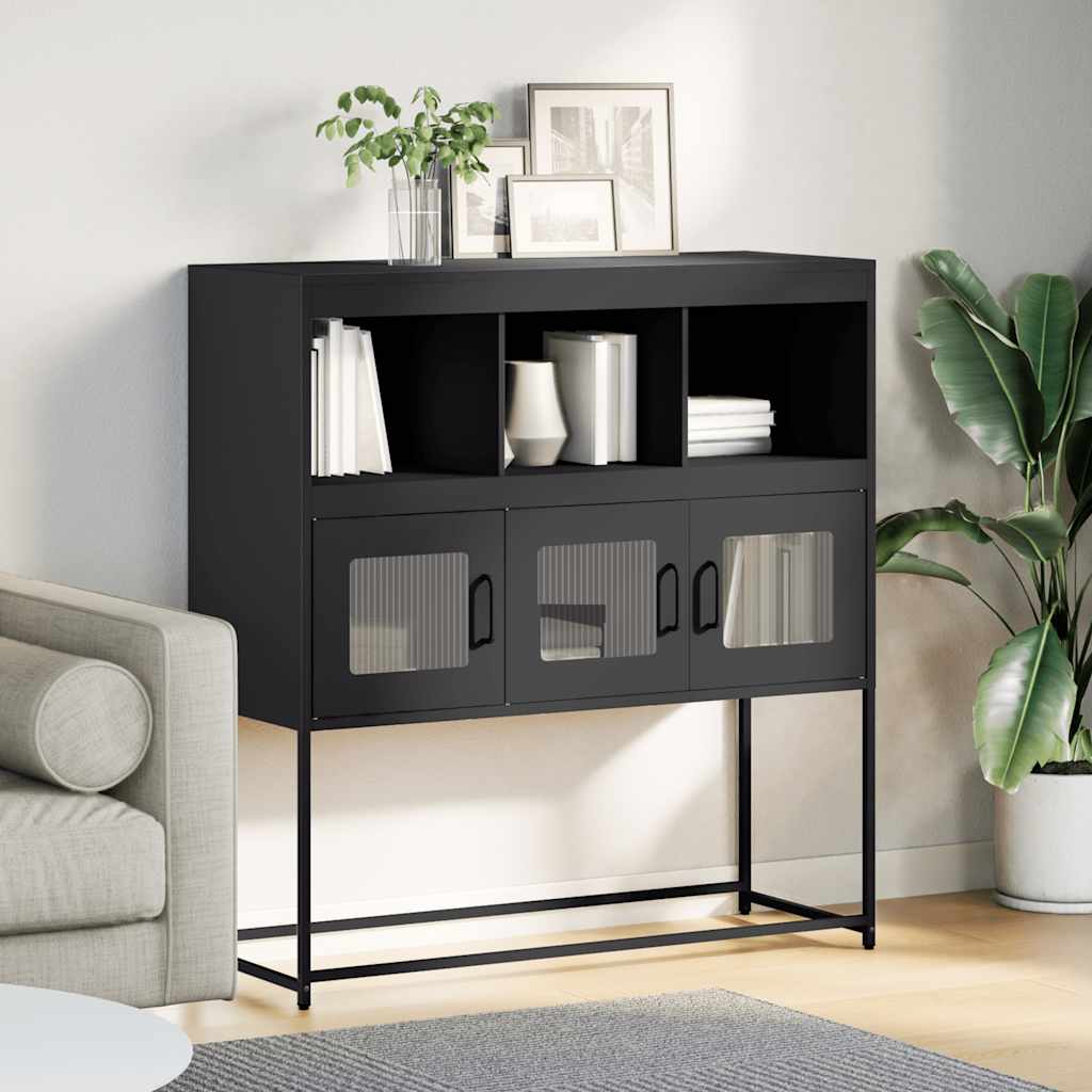 skænk 100,5x39x107 cm koldvalset stål sort