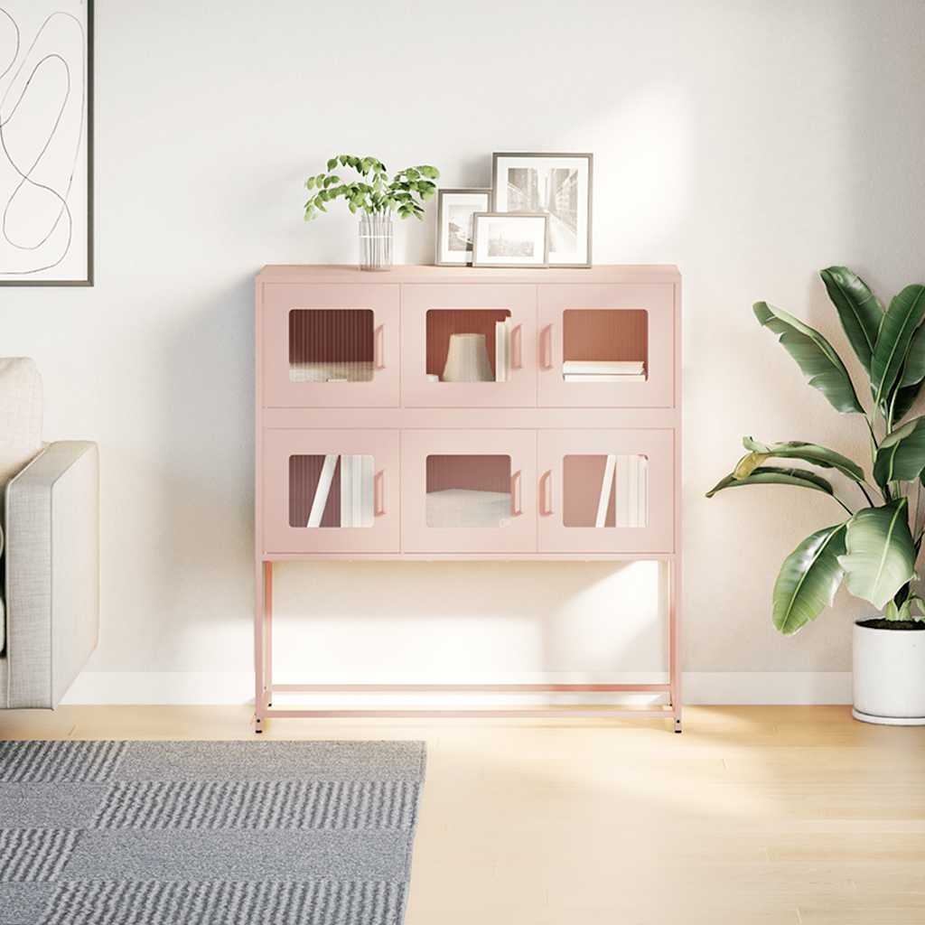 skænk 100,5x39x107 cm koldvalset stål lyserød