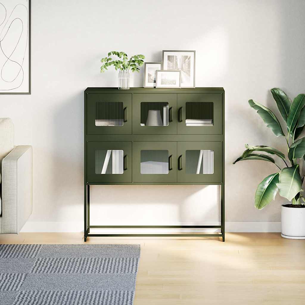 skab 100,5x39x107 cm koldvalset stål olivengrøn