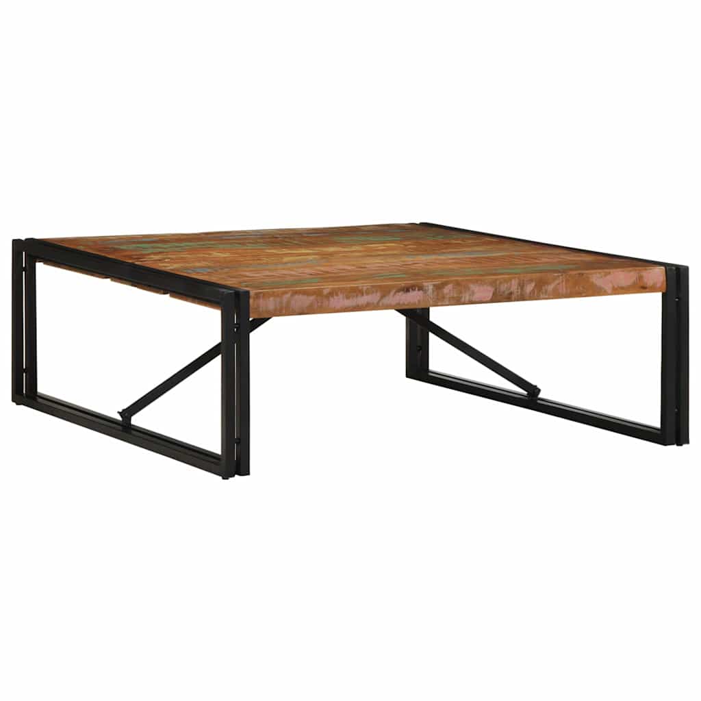 sofabord 100x100x35 cm massivt genbrugstræ flerfarvet