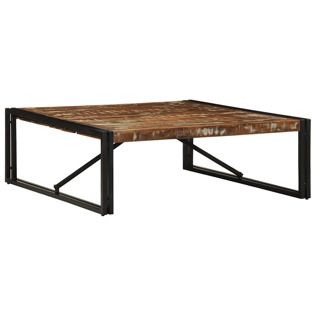 sofabord 100x100x35 cm massivt genbrugstræ flerfarvet